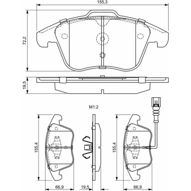 BOSCH Bremsbelagsatz, Scheibenbremse 0 986 494 372