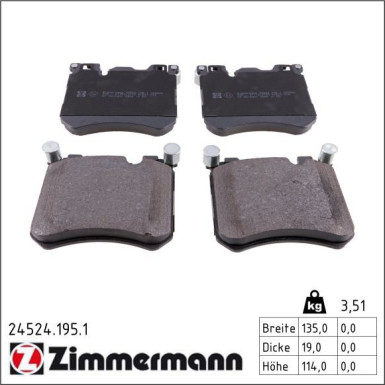 Zimmermann Bremsbelagsatz, Scheibenbremse 24524.195.1