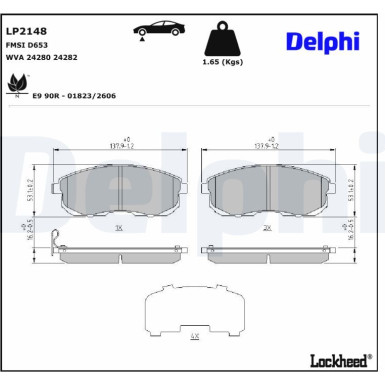 Delphi | Bremsbelagsatz, Scheibenbremse | LP2148 Delphi | Bremsbelagsatz, Scheibenbremse | LP2148
