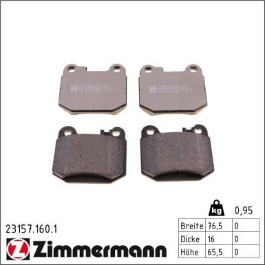 Zimmermann Bremsbelagsatz, Scheibenbremse 23157.160.1