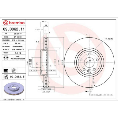 09.D062.11 Bremsscheibe PRIME LINE - UV Coated