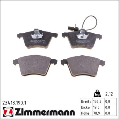 Zimmermann Bremsbelagsatz, Scheibenbremse 23418.190.1