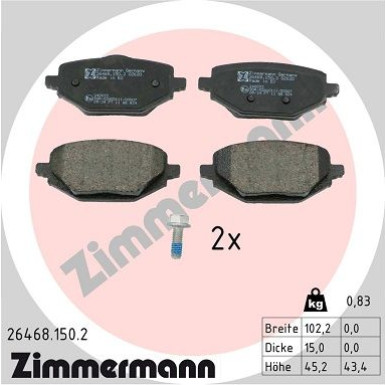 Zimmermann | Bremsbelagsatz, Scheibenbremse | 26468.150.2