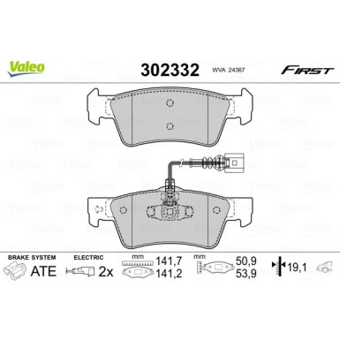 Valeo | Bremsbelagsatz, Scheibenbremse | 302332