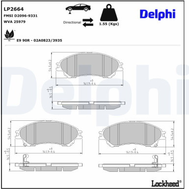 Delphi | Bremsbelagsatz, Scheibenbremse | LP2664