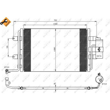 NRF EASY FIT 35227 Klimakondensator mit Trockner, mit Dichtring, 12,9mm, 12,9mm, Aluminium, 542mm NRF EASY FIT 35227 Klimakondensator mit Trockner, mit Dichtring, 12,9mm, 12,9mm, Aluminium, 542mm