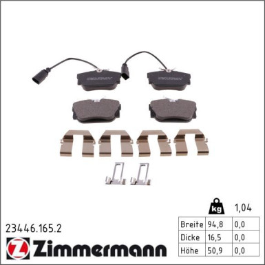 Zimmermann Bremsbelagsatz, Scheibenbremse 23446.165.2