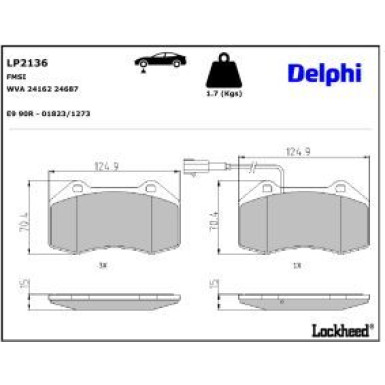 Delphi Bremsbelagsatz, Scheibenbremse LP2136