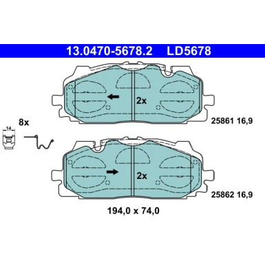 Bremsbelagsatz, Scheibenbremse ATE Ceramic 13.0470-5678.2