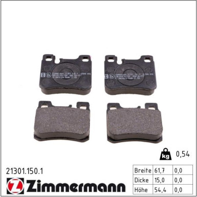 Zimmermann Bremsbelagsatz, Scheibenbremse 21301.150.1