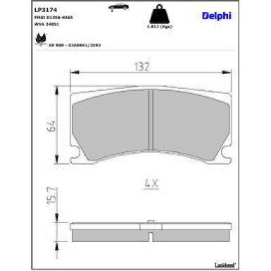 Delphi Bremsbelagsatz, Scheibenbremse LP3174