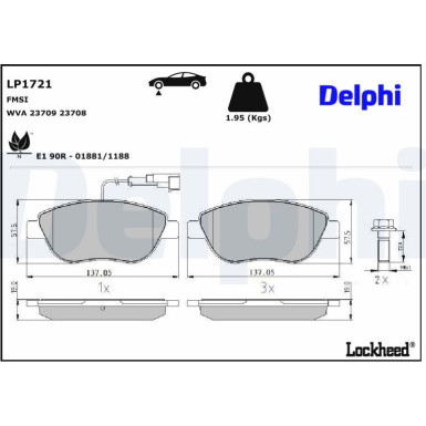 Delphi | Bremsbelagsatz, Scheibenbremse | LP1721 Delphi | Bremsbelagsatz, Scheibenbremse | LP1721