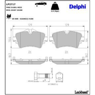 Delphi Bremsbelagsatz, Scheibenbremse LP2717
