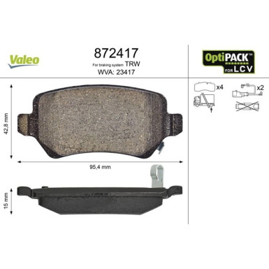 Valeo Bremsbelagsatz, Scheibenbremse OPTIPACK for LCV 872417