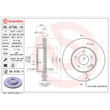 Brembo Bremsscheibe PRIME LINE - UV Coated 09.A736.11
