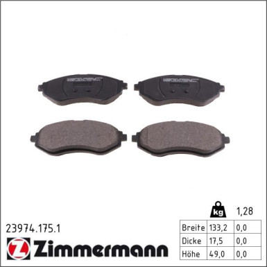 Zimmermann Bremsbelagsatz, Scheibenbremse 23974.175.1