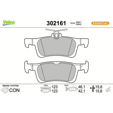 Valeo Bremsbelagsatz, Scheibenbremse ESSENTIAL 302161
