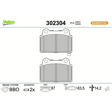302304 Bremsbelagsatz, Scheibenbremse ESSENTIAL 302304 Bremsbelagsatz, Scheibenbremse ESSENTIAL