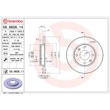 Brembo Bremsscheibe PRIME LINE - UV Coated 08.9606.11