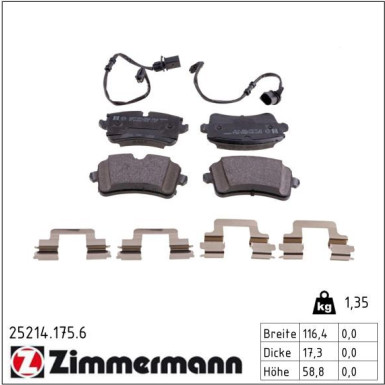 Zimmermann Bremsbelagsatz, Scheibenbremse 25214.175.6