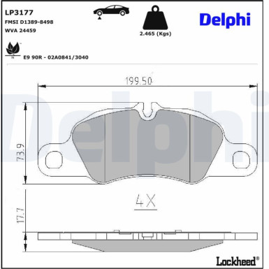 Delphi | Bremsbelagsatz, Scheibenbremse | LP3177 Delphi | Bremsbelagsatz, Scheibenbremse | LP3177