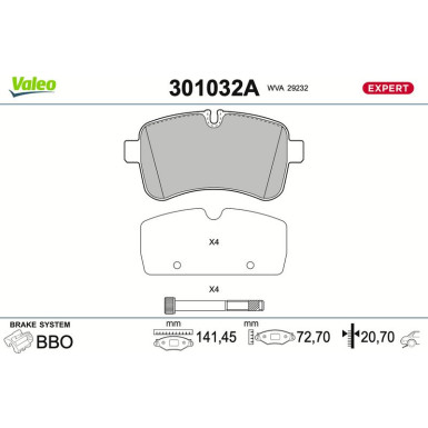 Valeo | Bremsbelagsatz, Scheibenbremse | 301032A