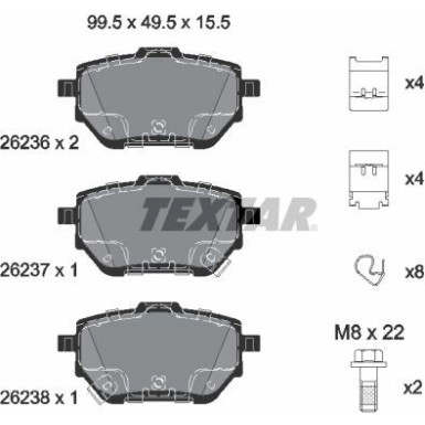 Textar | Bremsbelagsatz, Scheibenbremse | 2623601