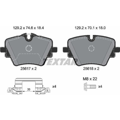 Textar | Bremsbelagsatz, Scheibenbremse | 2561703