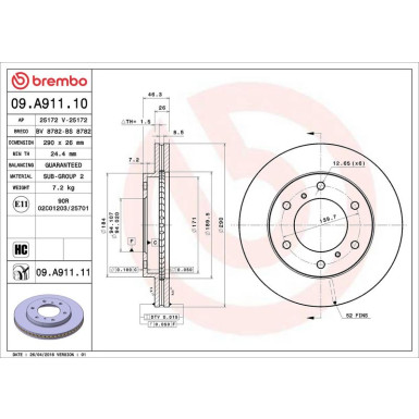 Brembo | Bremsscheibe | 09.A911.11