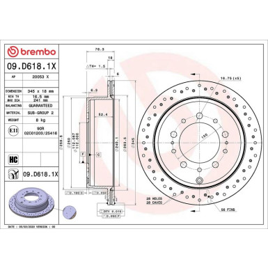 Brembo Bremsscheibe XTRA LINE - Xtra 09.D618.1X Brembo Bremsscheibe XTRA LINE - Xtra 09.D618.1X