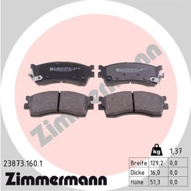 Zimmermann | Bremsbelagsatz, Scheibenbremse | 23873.160.1