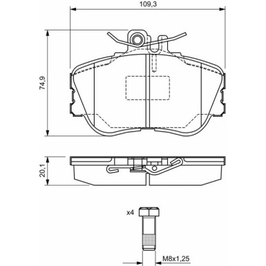 BOSCH Bremsbelagsatz, Scheibenbremse 0 986 460 977