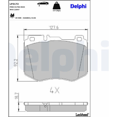 LP3172 Bremsbelagsatz, Scheibenbremse