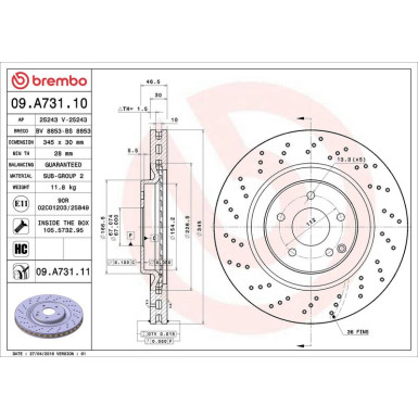 09.A731.11 Bremsscheibe PRIME LINE - UV Coated