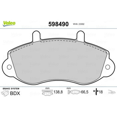 598490 Bremsbelagsatz, Scheibenbremse