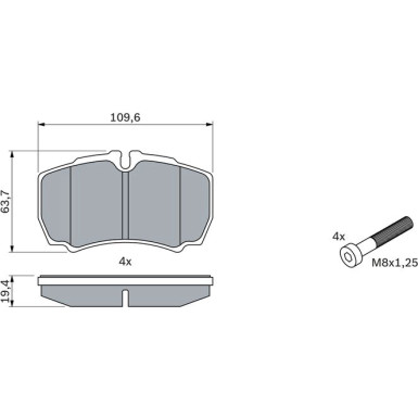0 986 424 750 Bremsbelagsatz, Scheibenbremse