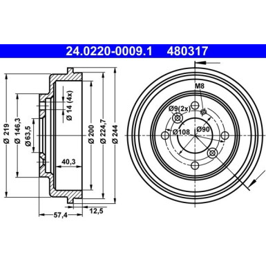 24.0220-0009.1 Bremstrommel