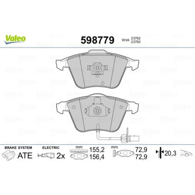 Valeo | Bremsbelagsatz, Scheibenbremse | 598779