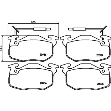 Hella | Bremsbelagsatz, Scheibenbremse | 8DB 355 018-961