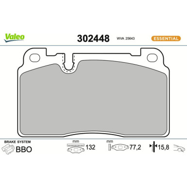 Valeo Bremsbelagsatz, Scheibenbremse ESSENTIAL 302448