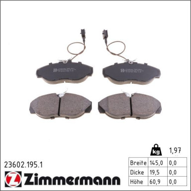 Zimmermann Bremsbelagsatz, Scheibenbremse 23602.195.1