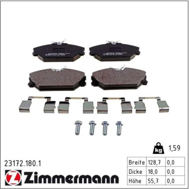 Zimmermann Bremsbelagsatz, Scheibenbremse 23172.180.1
