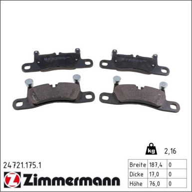 Zimmermann Bremsbelagsatz, Scheibenbremse 24721.175.1