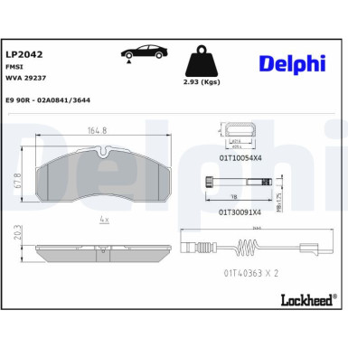 Delphi | Bremsbelagsatz, Scheibenbremse | LP2042 Delphi | Bremsbelagsatz, Scheibenbremse | LP2042