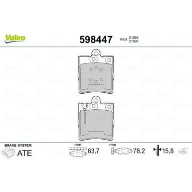 Valeo | Bremsbelagsatz, Scheibenbremse | 598447