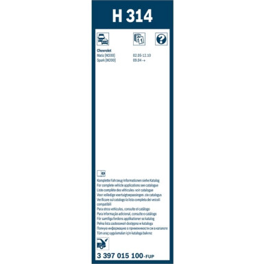 BOSCH H 314 Scheibenwischer Rear 3 397 015 100