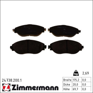 Zimmermann Bremsbelagsatz, Scheibenbremse 24738.200.1