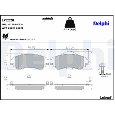 Delphi | Bremsbelagsatz, Scheibenbremse | LP2228
