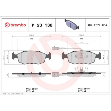 Brembo Bremsbelagsatz, Scheibenbremse PRIME LINE P 23 138