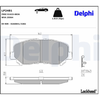Delphi | Bremsbelagsatz, Scheibenbremse | LP2481